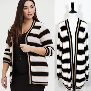 Torrid Women’s Multi Shimmer Stripe Ribbed Open Front Cardigan Size 2 (2X)